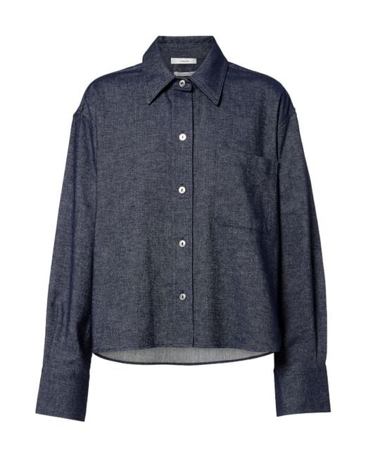 Vince Blue Cotton And Linen Chambray Shirt