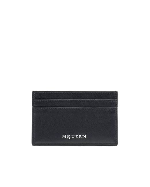 McQueen Black Skull Printed Card Holder for men