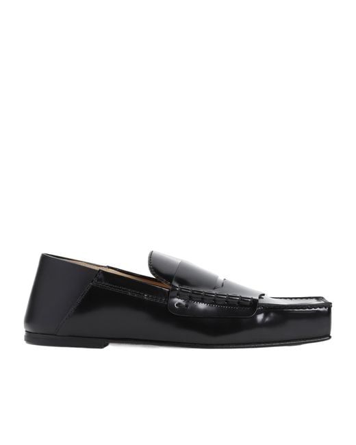 Jacquemus Black Leather Square-Toe Loafers