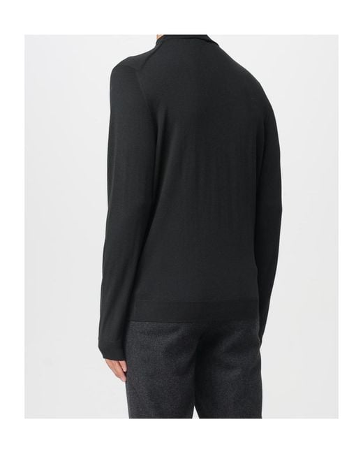 Zanone Black Long-Sleeves Crew-Neck Sweater for men