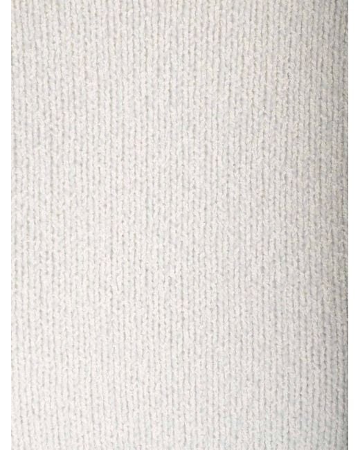 Theory White Long Sleeved Crewneck Knitted Jumper