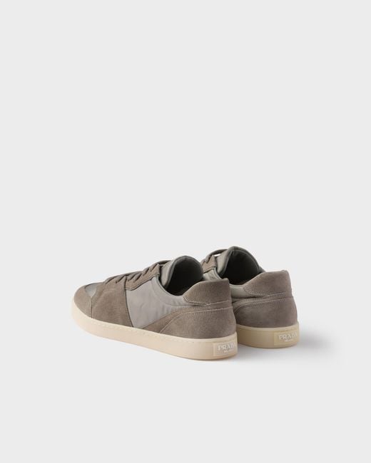 Prada Gray Suede And Re-Nylon Sneakers for men