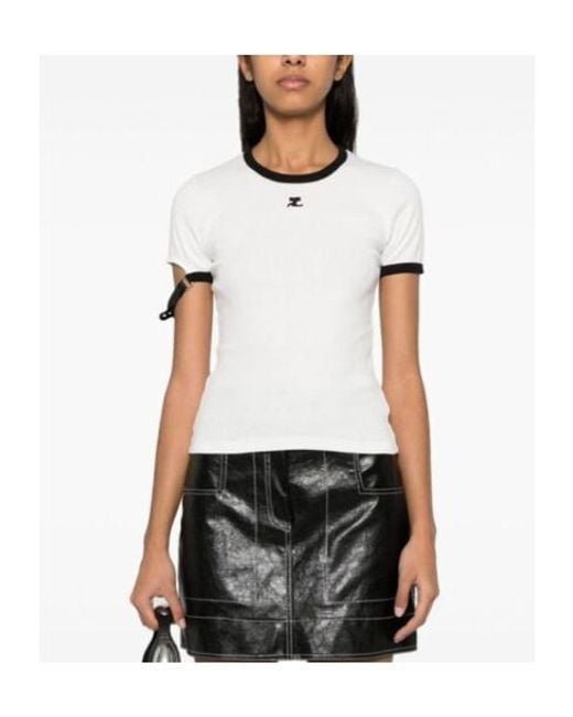 Courreges White Courrèges Buckle Contrast T-Shirt