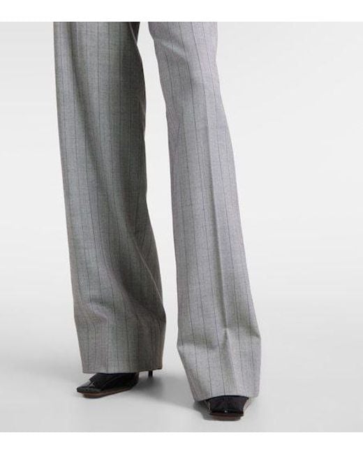 Stella McCartney Gray Striped Wool Wide-Leg Pants