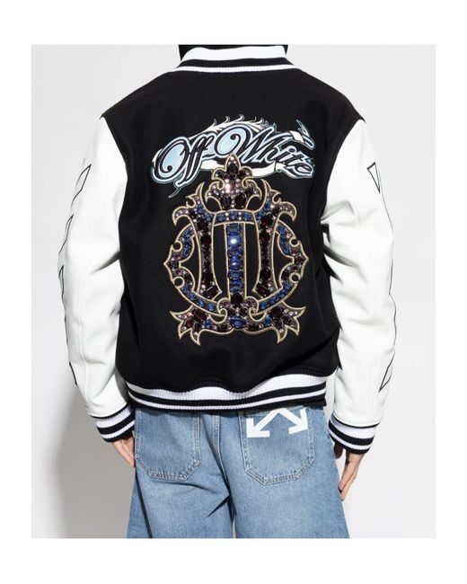 Off-White c/o Virgil Abloh Black Royal Jewels Varsity Jacket for men