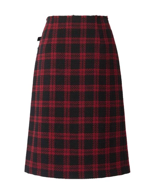 Pinko Red Checked Belted Skirt