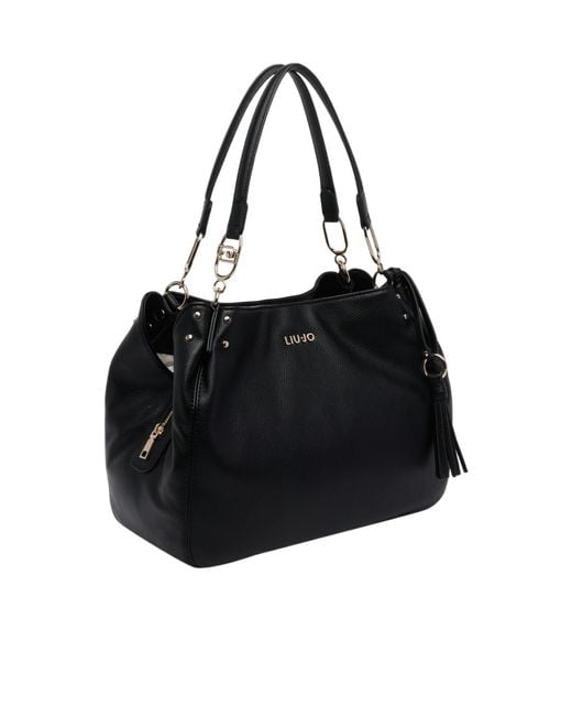 Liu Jo Black Logo Lettering Shoulder Bag