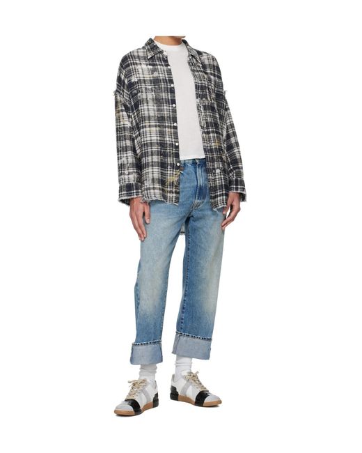 R13 Blue Rolled-Up Non-Stretch Jeans for men