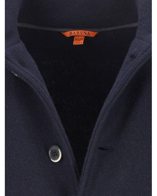 Barena Blue Button-Up High-Neck Jacket for men