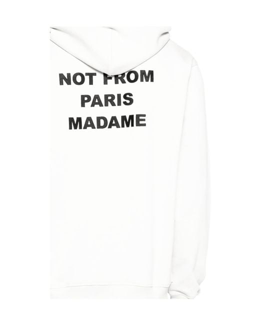 Drole de Monsieur White Drôle De Monsieur Slogan-Printed Drawstring Hoodie for men