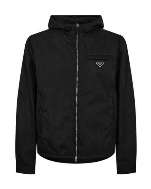 Prada Black Hooded Long-Sleeved Jacket for men