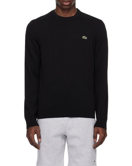 Lacoste Black Logo Patch Crewneck Knitted Jumper for men