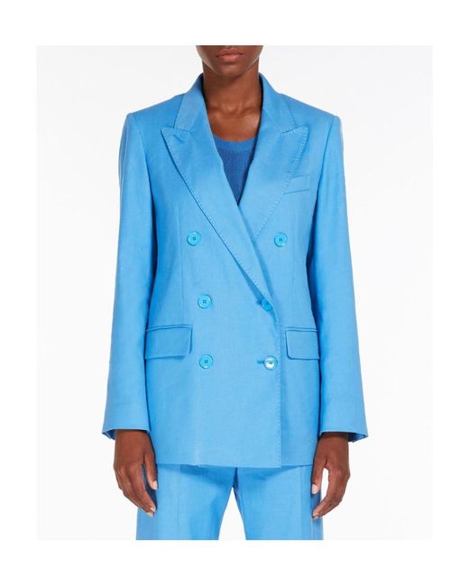 Weekend by Maxmara Blue Double-Breasted Suit Jacket