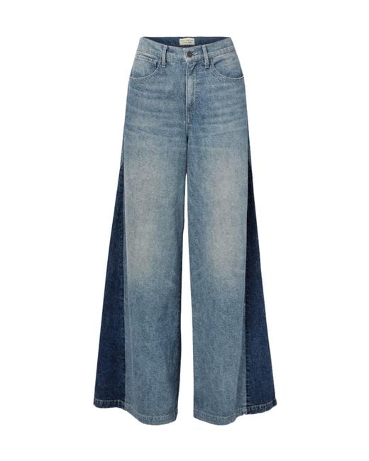 Nili Lotan Blue Ebony Paneled Two-Tone High-Rise Denim Trousers