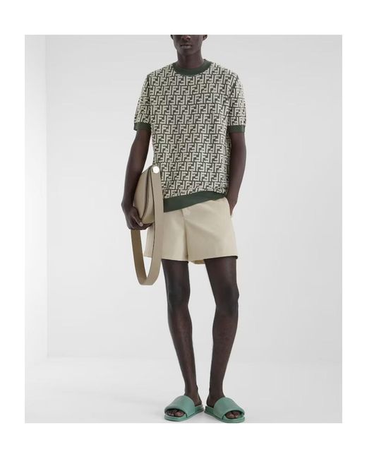 Fendi Black Ff Motif Fringed-Effect Short Sleeved Jumper for men