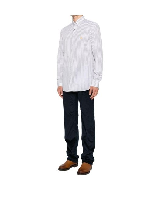 Etro White Striped Button-Down Shirt for men