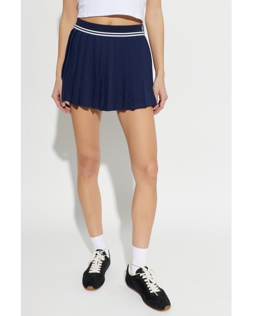 Sporty & Rich Blue Pleated Midi Skirt
