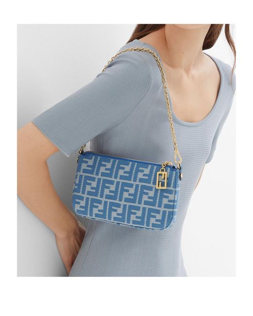 ポーチ Fendi By The Way Denim Effect Pouch By The Way Soft Mini Fabric Blue | Fendi