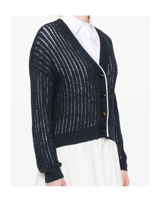 Brunello Cucinelli Blue Button-Up Cardigan
