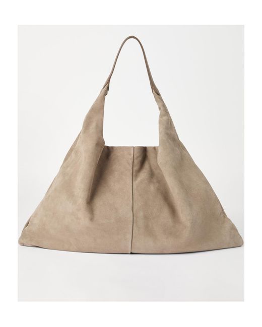 Brunello Cucinelli Natural Logo Embossed Shoulder Bag