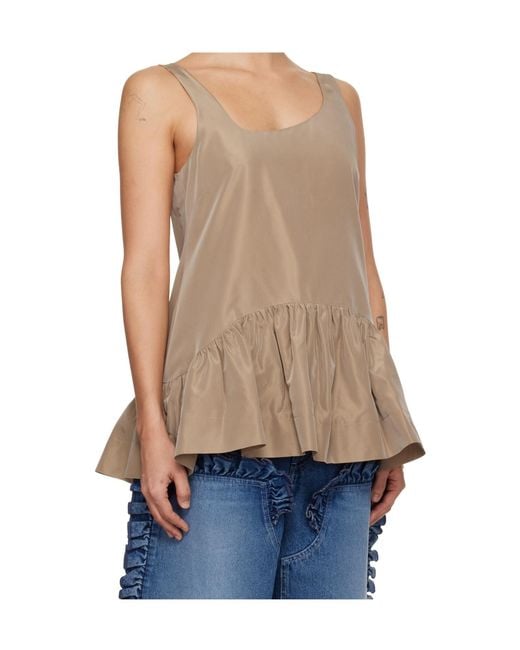 Simone Rocha Blue Asymmetrical Collar Ruffled Top
