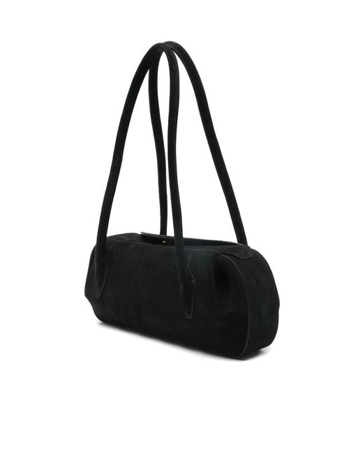 Yuzefi Black Top Double Handle Handbag