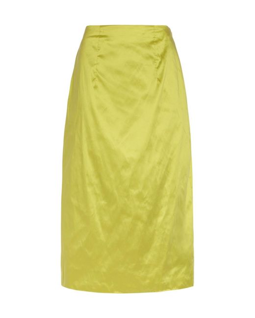 Simone Rocha Yellow Sculpted Bustle Taffeta Midi Skirt