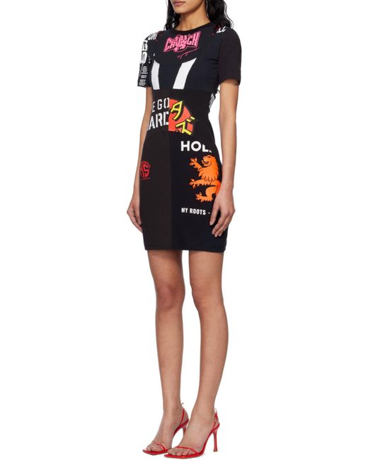 MARINE SERRE Red Graphic-Printed Patchwork Mini Dress