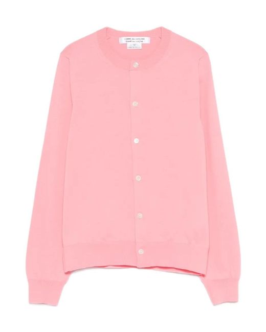 Comme des Garçons Pink Button-Up Knitwear