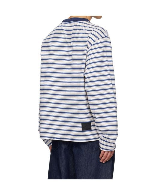 we11done Blue Striped Long-Sleeved T-Shirt for men
