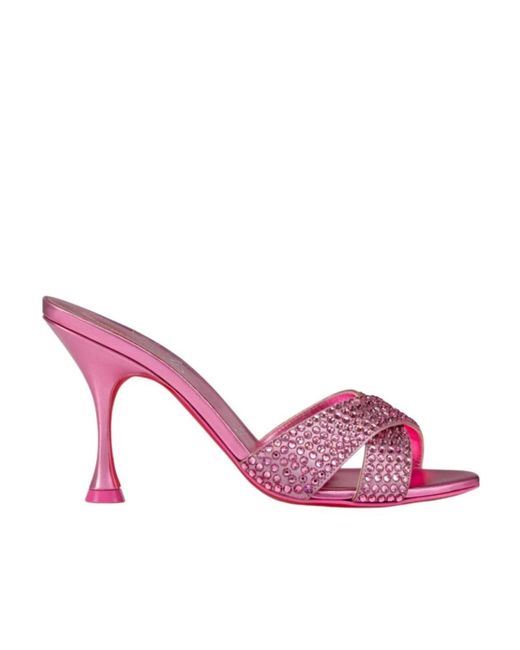 Christian Louboutin Pink Mariza Is Back Strass 85Mm Mules