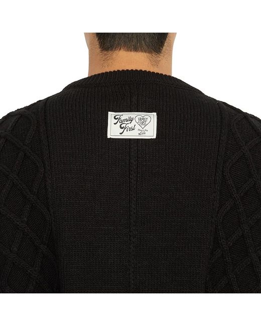 FAMILY FIRST Black Round-Neck And Long-Sleeved Sweater for men