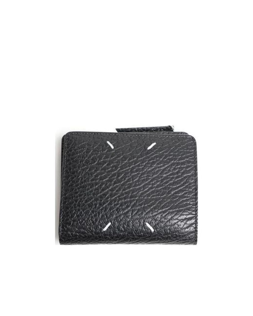 Maison Margiela Gray Logo Detailed Zipped Wallet for men