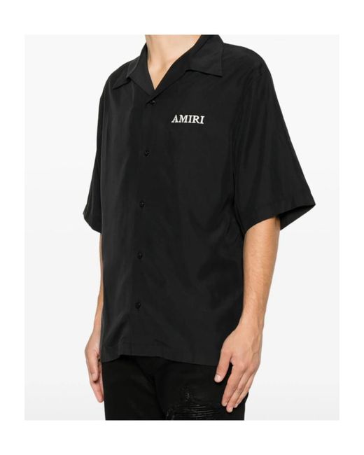 Amiri Black Logo Embroidered Short-Sleeved Shirt for men