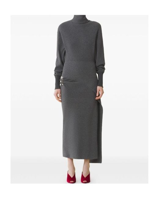 Lanvin Gray Turtleneck Knitted Long Dress