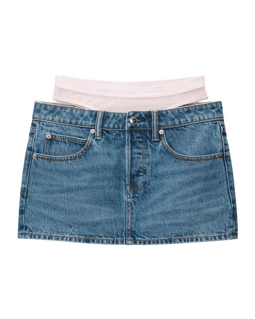 Alexander Wang Blue Prestyle Hotfix Layered Mini Skirt