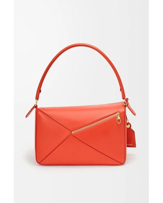 Loewe Red Medium Featherlight Puzzle Shoulder Bag