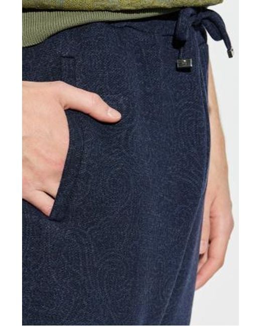 Etro Blue Arnica Motif Jacquard Jogging Trousers for men