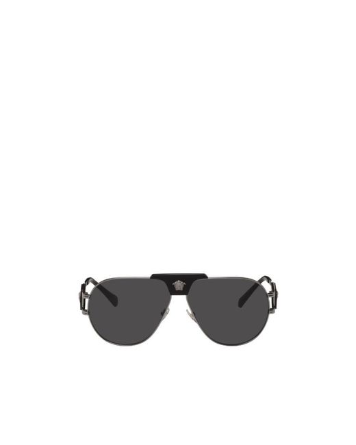 Versace Gray Logo Sunglasses for men