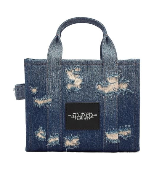 Marc Jacobs Blue The Rip And Repair Denim Small Tote Bag