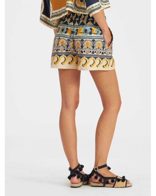 LaDoubleJ Blue Abstract-Pattern Cotton Shorts