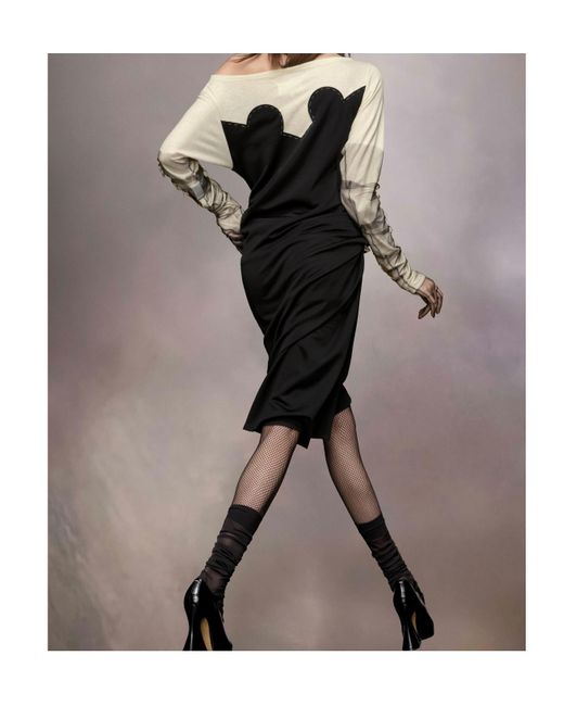 Maison Margiela Black Patchwork Long-Sleeved Dress