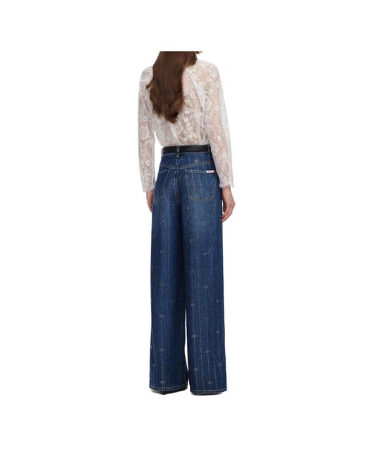 Self-Portrait Blue Embellished Stripe Denim Jeans