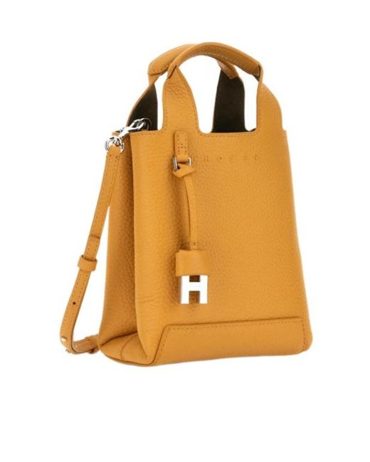 Hogan Orange Logo Embossed Top Handle Bag