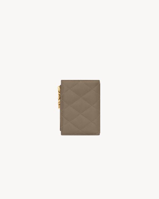Saint Laurent Natural Cassandre Bijou Quilted Zip Wallet