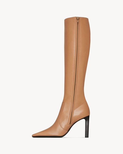Saint Laurent White Francoise Pointed Toe Boots
