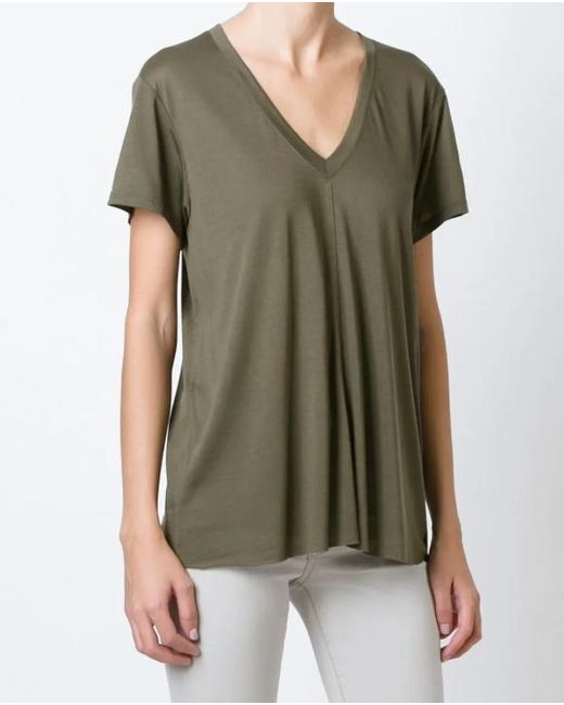 Helmut Lang Green V-Neck T-Shirt