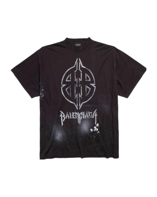 Balenciaga Black Bb Logo Printed Large Fit T-Shirt for men