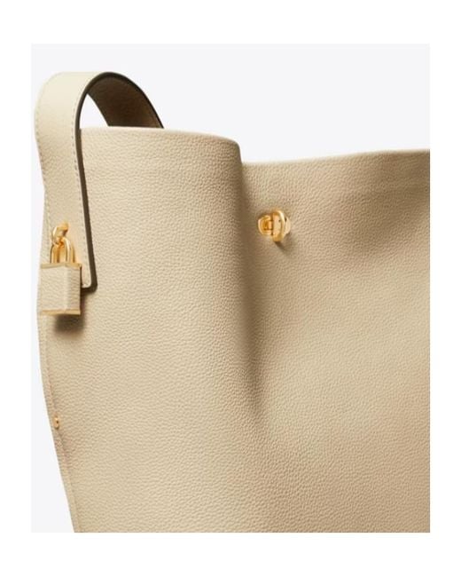 Tory Burch Natural Lock Slim Bucket Bag