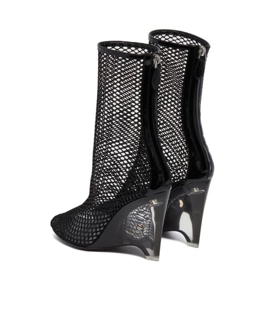 Alaïa Black La Cage 100Mm Mesh Wedge Boots